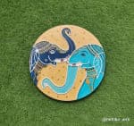 Twin Elephant Mandala Wall Plate – Royal Blue & Turquoise - view 1