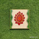 Rangoli-style Red Lotus Square Wall Panel - view 1