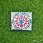 Pink Lotus Mandala Two-Panel Wall Art – Cream & Teal - view 1