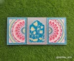 Lotus & Jharokha Triptych Wall Art – Pink, Yellow & Teal - view 1