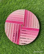 Pink Quadrant Stripe Mandala Round Wall Plate - view 1