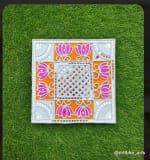 Lotus Corners & Jaali Square Wall Panel – Orange & White - view 1