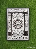 Mandala Wall Panel with Burgundy Frame – Folk Relief - view 1