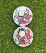 Pink Tulip Quilling-style Diya Plate Set of 2 – 8 inch - view 1