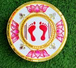 Lakshmi Charan Lotus Pichwai Wall Plate – Ivory & Gold 12 inch - view 1