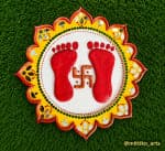 Lakshmi Charan Mandala Wall Plate – Mustard with Red Feet - view 1
