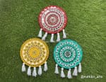 Traditional Mandala Wall Hanging Set of 3 – Red, Yellow & Teal - view 1