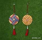 Mini Sathiya Wall Hanging Pair – Red & Yellow with Mirror Inlay - view 1