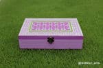 Purple Mud-Mirror Jewellery Box – Lattice Lid 12×8×6 - view 1