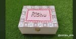 Customised Name Jewellery Box – Cream with Pink Mirror Lid - view 1