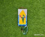 Peacock Jharokha Key Holder – Yellow Temple Arch 12×14 - view 1