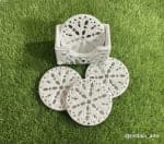 White Macrame-style Tea Coaster Set with Holder – 6×6 - view 1