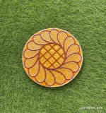 Lattice Jaali Round Photo Frame – Mustard Yellow & Orange - view 1