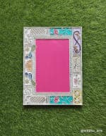 Pestal Shape Wedding Photo Frame – Ivory & Teal Animal Motifs - view 1