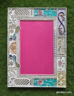 Macrame Theme Wedding Photo Frame – Ivory & Multicolour Motifs - view 1
