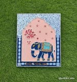 Peach Jharokha with Navy Elephant & Red Lotus - view 1