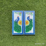 Twin Peacock Two-Panel Wall Set – White & Royal Blue - view 1