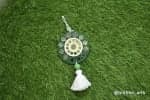 Green Mirror Sunburst Car Hanging – Round with Tassel & Bead - view 1
