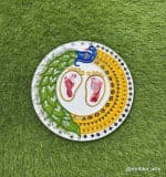 Peacock Footprint Platter – Green & Mustard 16 inch - view 1