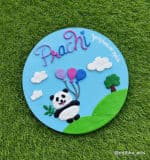 Panda Theme Kids Nameplate – Sky Blue with Balloons - view 1