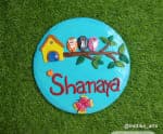 Birds & Birdhouse Kids Nameplate – Turquoise Forest Scene - view 1