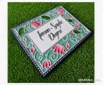 Pink Lotus Vines Family Nameplate – Teal Frame 20×16 - view 1