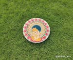 Floral Mandala Ganesha Wall Plate – Ivory & Pink Petals - view 1