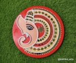 Ganesha Symbol Mandala Wall Plate – Crimson & Gold - view 1