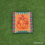 Ganesha Lotus Theme Wall Frame – Orange Base, Red Border - view 1