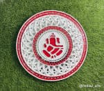 White & Red Mandala Ganesha Wall Plate – Lattice Border - view 1