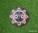 Jagannathji on Black with Pink Lotus Border Wall Plate - view 1