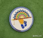 Krishna Charan & Bansi Mandala Wall Plate – Cream & Lotus Petals - view 1
