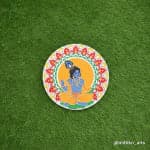 Murli-Manohar Krishna Wall Plate – Yellow Petal Mandala - view 1
