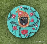 Shrinathji Face on Teal Lotus Pichwai Wall Plate – 16 inch - view 1