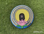 Shivling on Lotus Wall Plate – Yellow & Navy Mandala - view 1