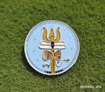 Trishul & Damru Wall Plate – Sky Blue with Gold Trident - view 1
