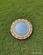 Traditional Lotus-Petal Wall Mirror – Yellow & Green - view 1