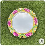 Traditional Lotus Wall Mirror – Yellow Base, Magenta Petals - view 1