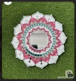 Symmetric Lotus Mandala Wall Mirror – Pink, Teal & White - view 1