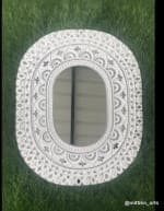 Macrame-style Oval Wall Mirror – White Relief Lace - view 1