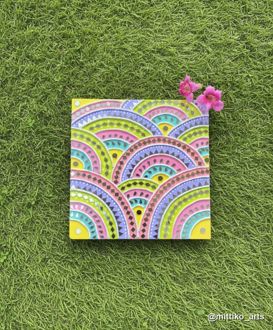 Pastel Scallop Mandala Wall Panel – Candy Tones