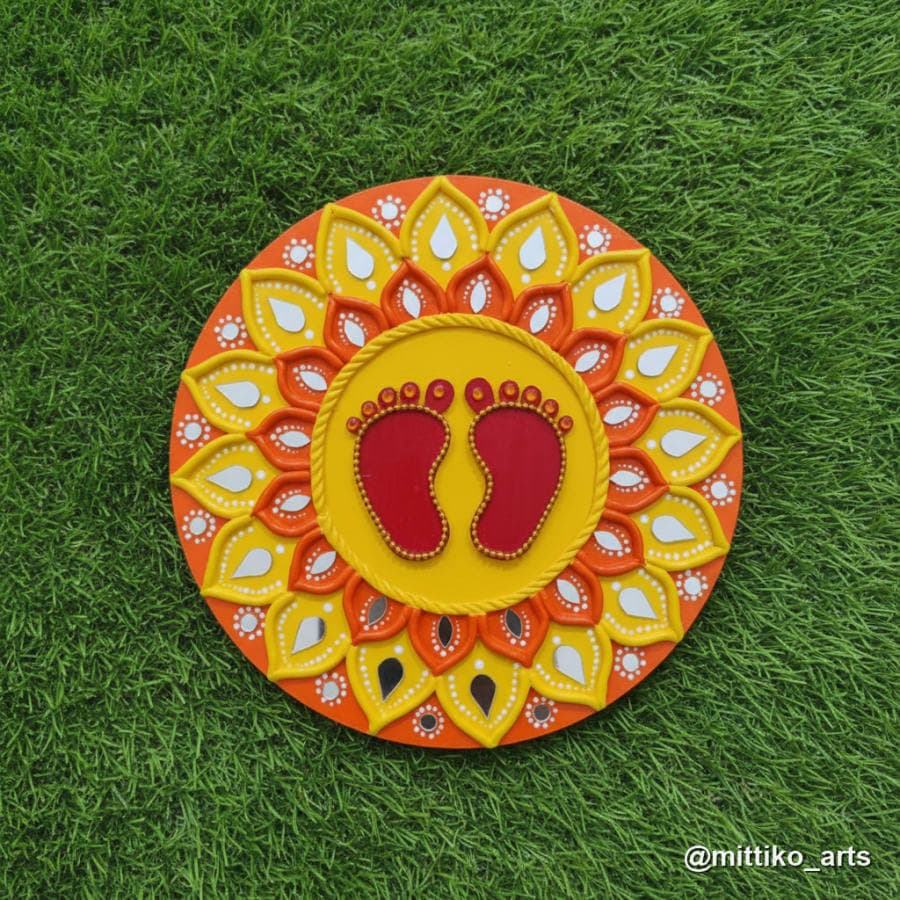 Lakshmi Charan Sunflower Wall Plate – 10 inch Mosaic Mirror