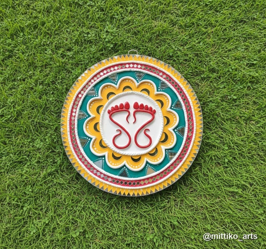 Lakshmi Charan Floral Mandala Wall Plate – Multicolour 12 inch
