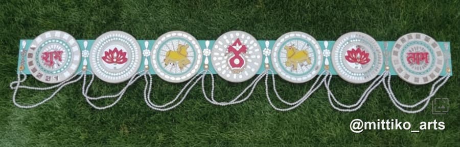 Pichwai Round Medallion Toran – Mint Floral Banner 50 inch