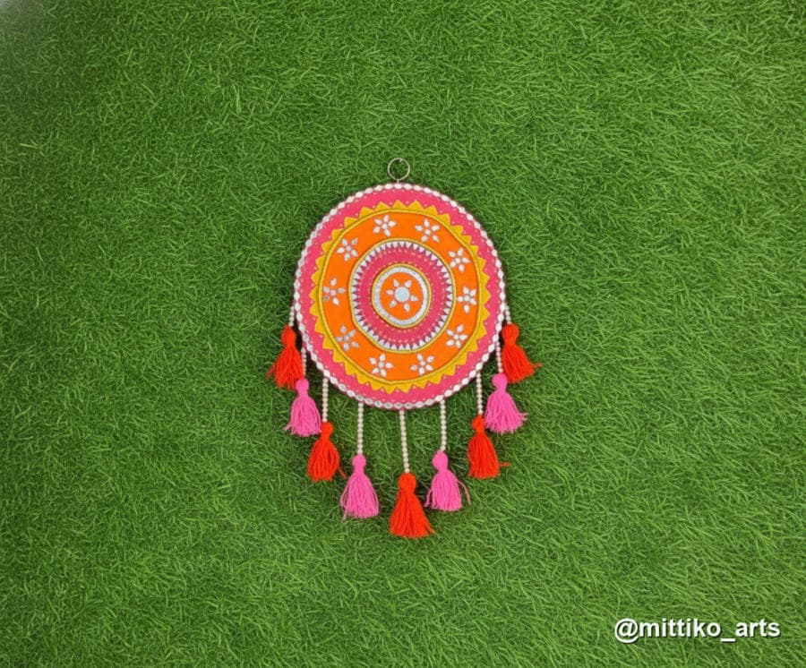 Pink Wish-Catcher Wall Hanging – Mandala with Tassels