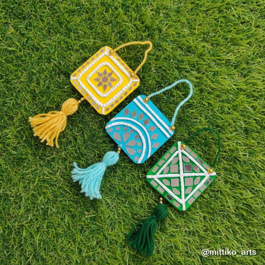 Mini Macrame Square Wall Hangings – Set of 3 with Tassels