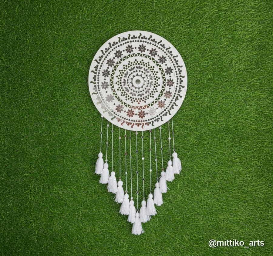 Macrame-style Dream Catcher Wall Hanging – White 16 inch