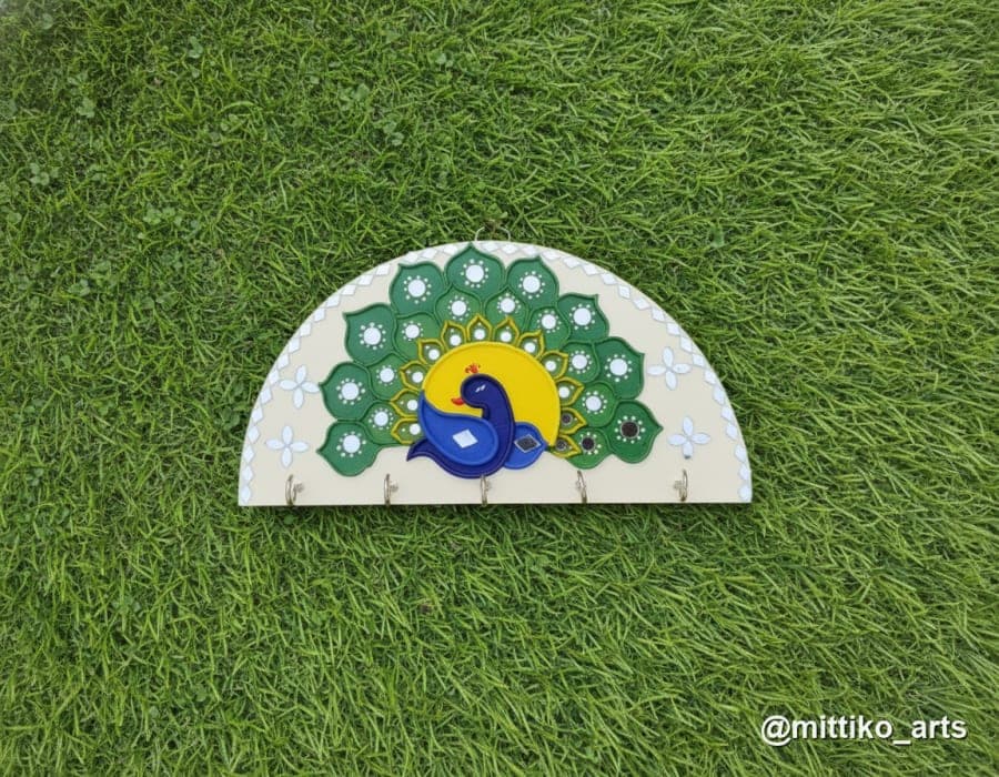 Peacock Shape Key Holder – Mosaic Green Plume