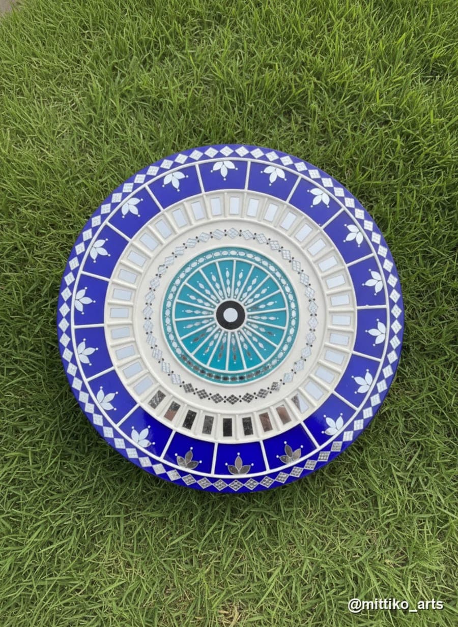 Blue Mosaic Mandala Backdrop Wall Plate – 18 inch