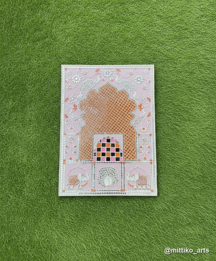 Pichwai Taj Mahal Jharokha Wall Frame – Blush & Mirror